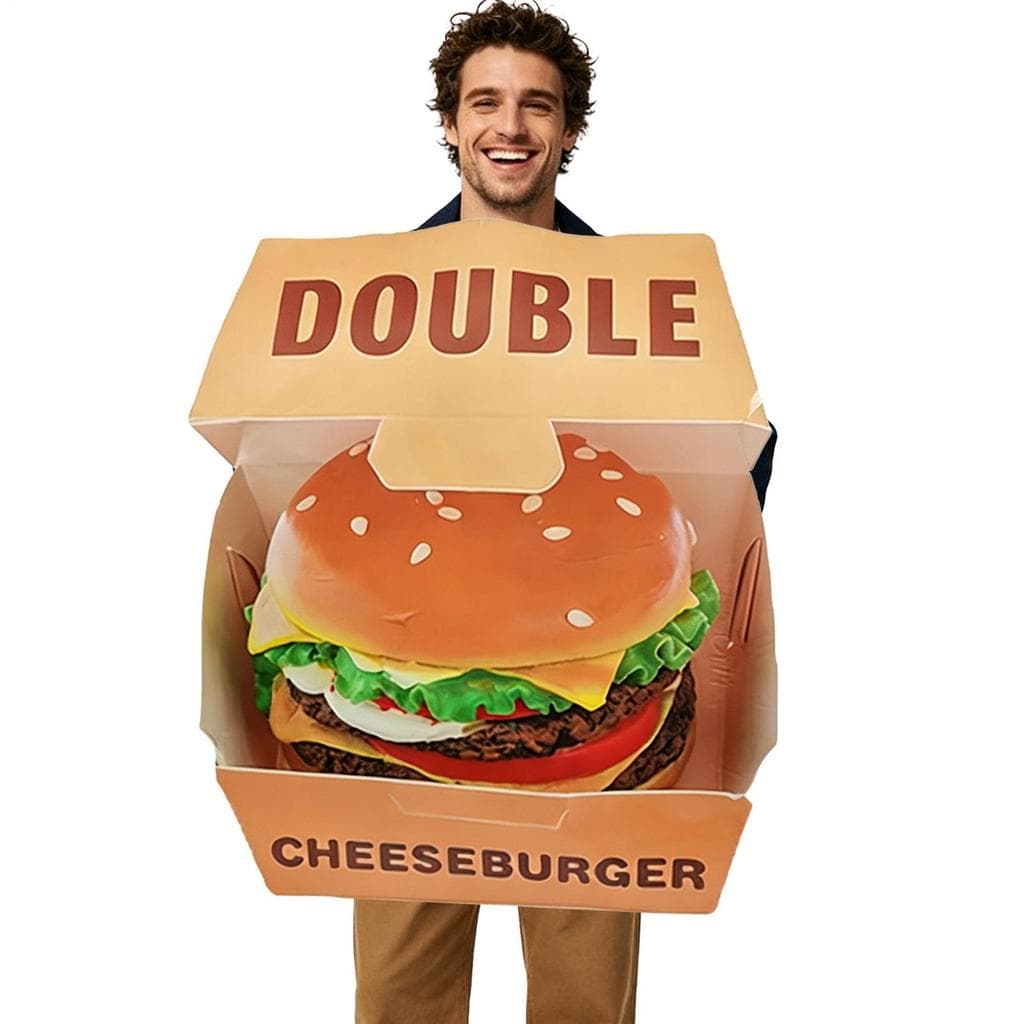Engraçado Hambúrguer Traje Roupa Adultos Cosplay Comida Para Festa De Aniversário De Halloween Palco Carnaval Evento yon