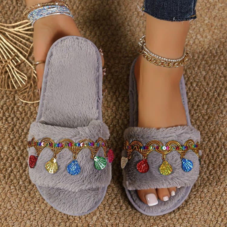 Chinelos femininos, chinelos peludos, peludos, sapatos deslizantes, chinelos, sapatos baixos, sapatos unissex, sapatos c