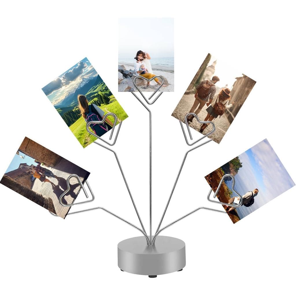 Suporte de Mesa em Forma de Coração para Fotos, Estilo Árvore, Base Redonda, 5 Ramos, Porta-Fotos de Família, Suporte pa