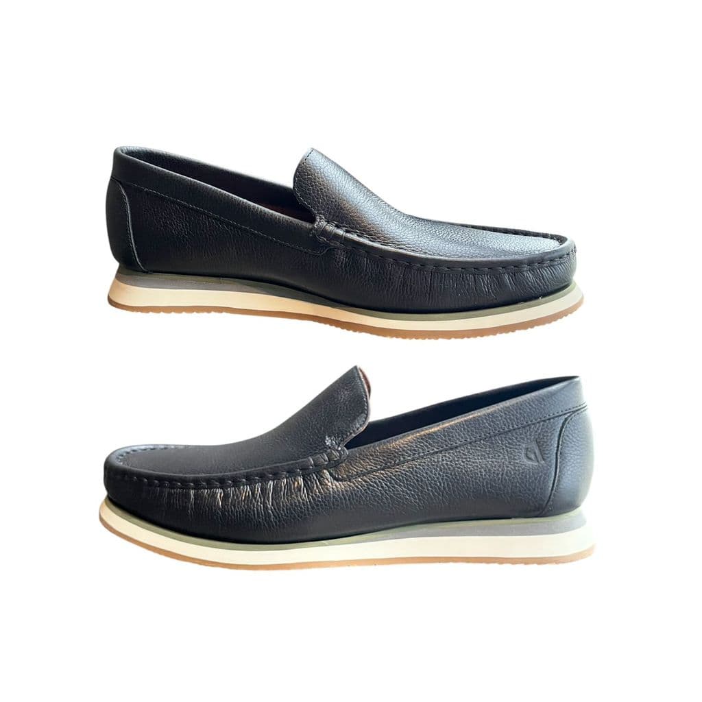 Mocassim Masculino Garbanne Cerviatto Preto Couro Legítimo 100% Confortável Casual Social