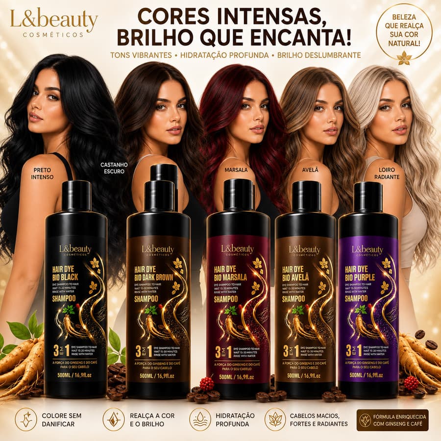 Shampoo Escurecedor Kaissara L&Beauty 500ml - Brilho e Cor para Grisalhos