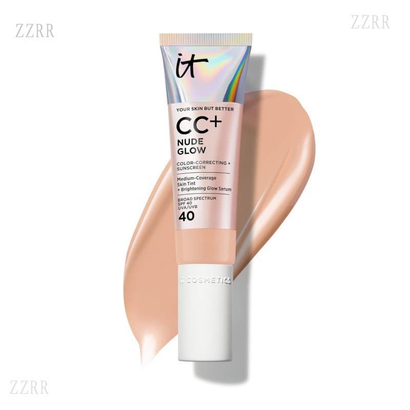 Base iluminadora ITCosmeticsCC+Nude com tom iluminador saudável FPS40 | Número de cor hidratante de corretivo médio, ade