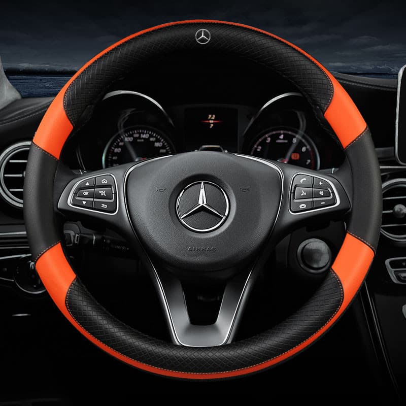 Capa de Volante de Carro Fina Sem Cheiro em Couro Microfibra, Acessórios Antiderrapantes para Mercedes Benz E200 E300 Gl