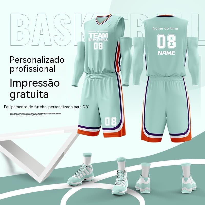 Uniforme de treinamento de basquete terno masculino impressão estudante competição uniforme impressão de secagem rápida