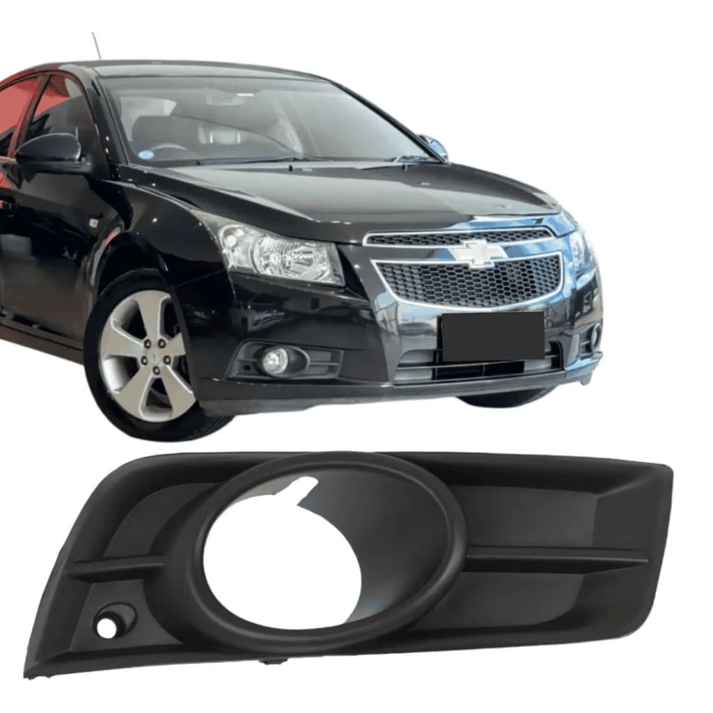 GRADE MOLDURA FAROL MILHA CRUZE SEDAN HATCH 2011 A 2014 DIREITA PRETA COM FURO MILHA