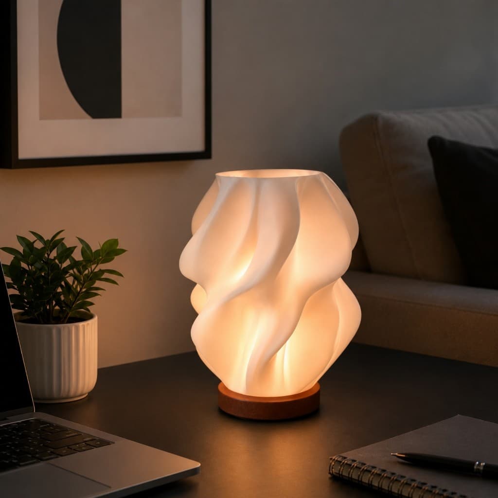 Abajur Luminária de Mesa Line 3D Decoração para Quarto, Sala e Escritório