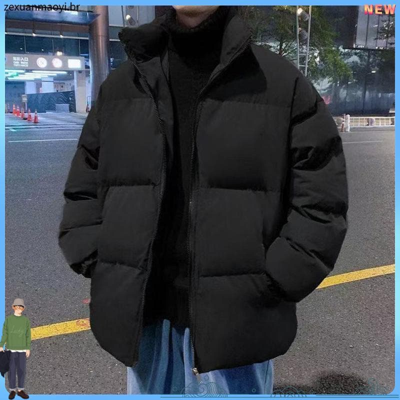 Jaqueta acolchoada masculina jaqueta acolchoada inverno engrossado na moda solta gola alta pão quente acolchoado jaqueta