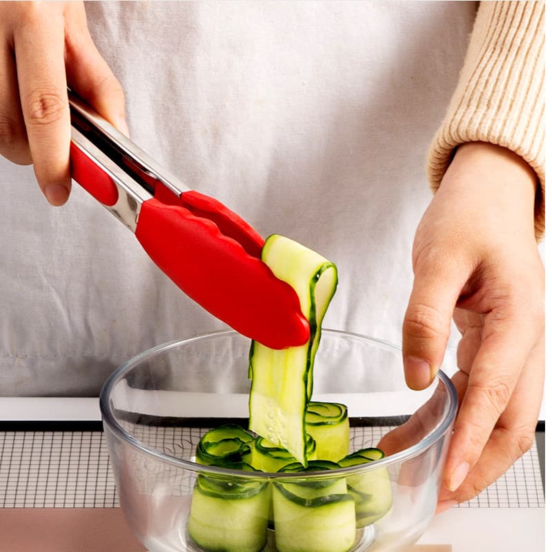 Pinças de comida de aço inoxidável cozinha resistente a altas temperaturas pinças de bife pinças de alimentos Silicone A