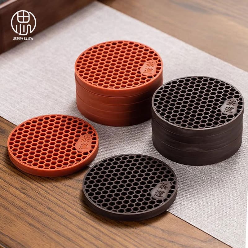 Estilo chinês roxo argila bule esteira dedicada Silicone Coaster pote chá antiderrapante tapete de chá titular Base copo
