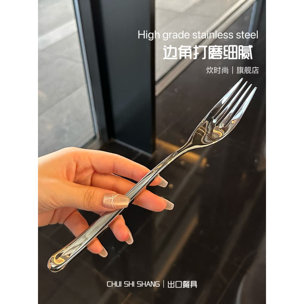 Garfo Ocidental Retro Americano!Garfo triplo grosso 1810 Garfo de salada de aço inoxidável Talheres ocidentais de cabo l