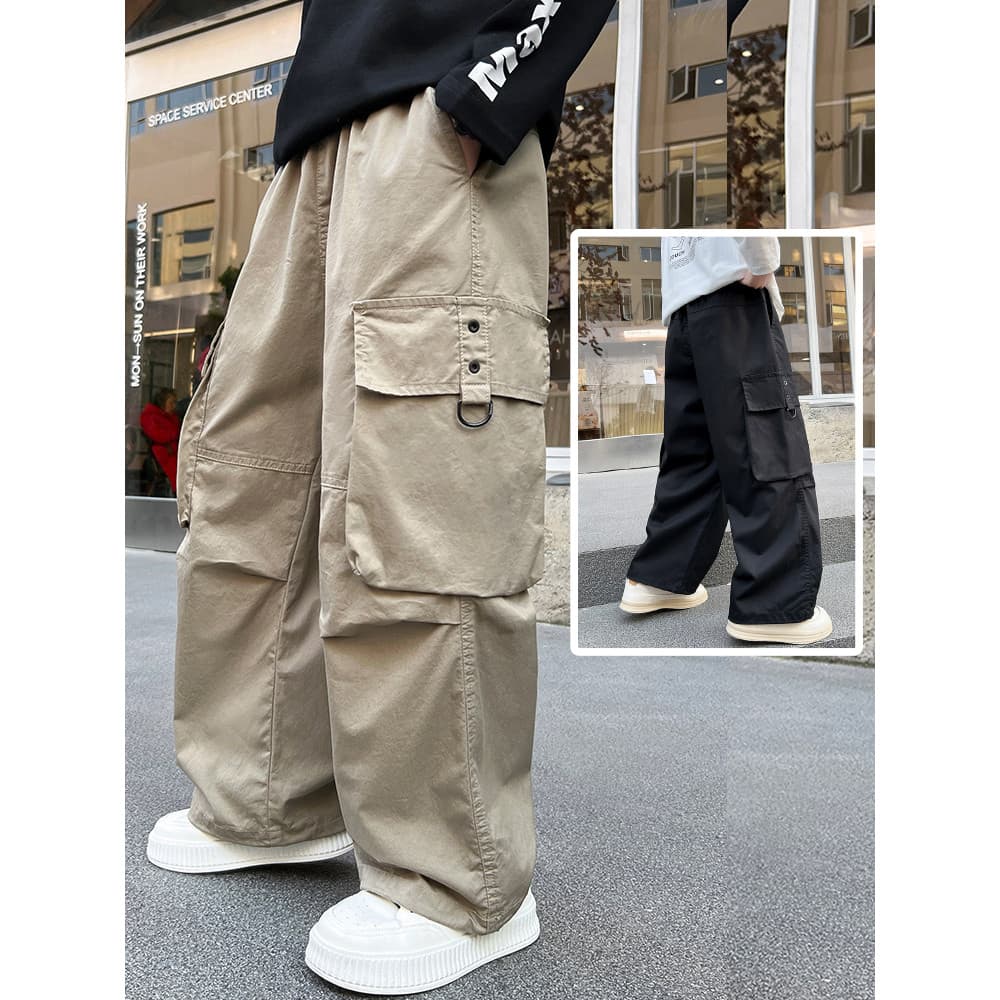 Crianças roupas meninos calças casuais primavera roupas 2025 novo estilo grande menino macacão calças esportivas soltas