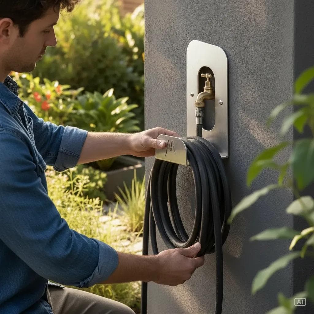 Suporte Enrolador para Mangueira em Inox Simples