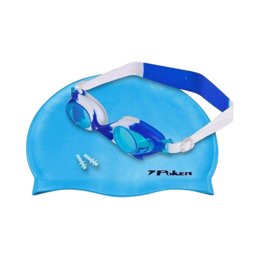 Kit Natacão Poker Óculos + Touca + Protetor de Ouvido - Infantil