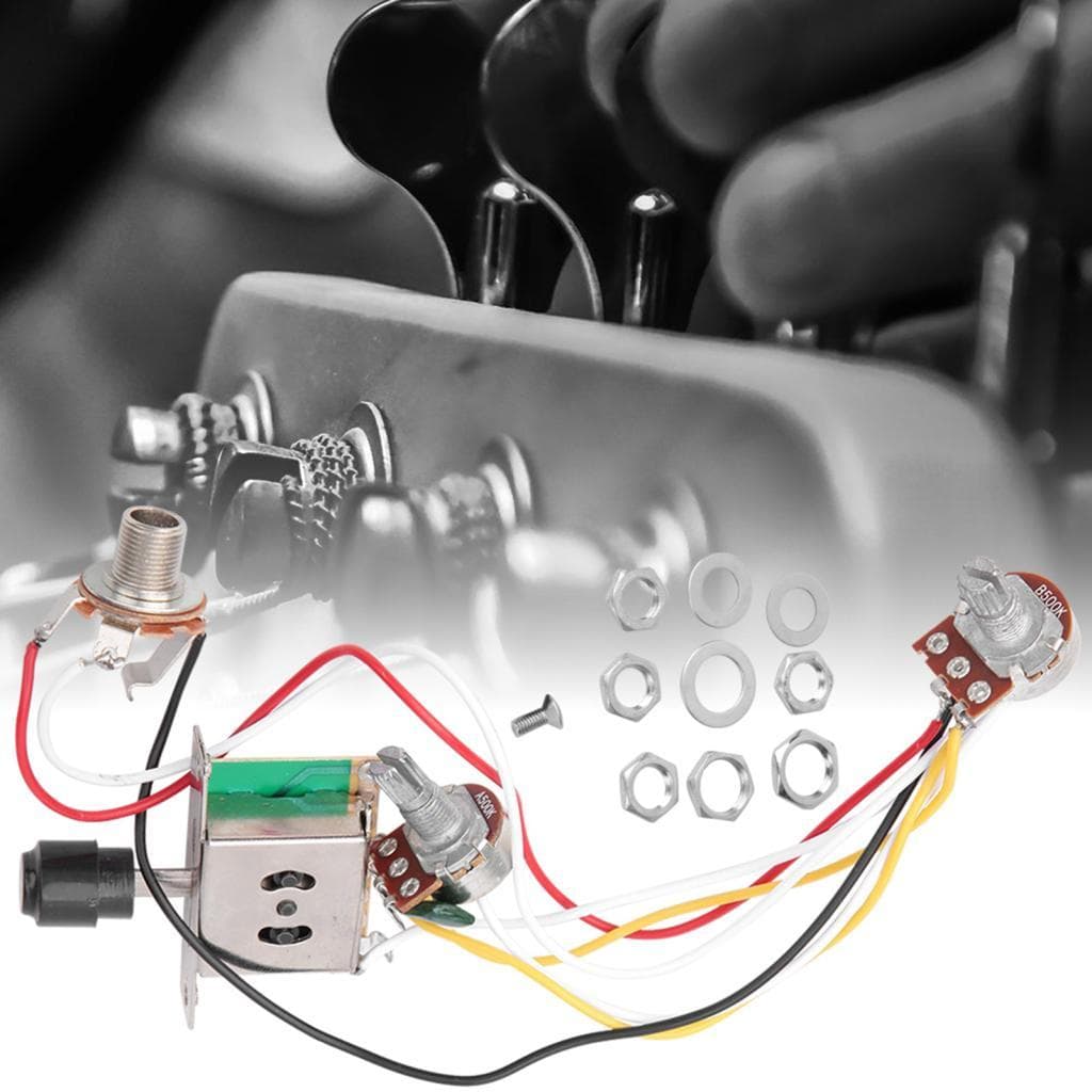 Lilystudio.br-SIP-TW Conjunto de chicote elétrico de guitarra elétrica 250K 1T1V potenciômetro interruptor de 3