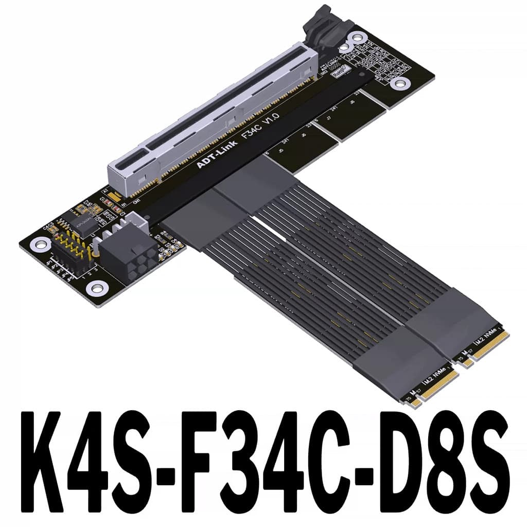 ADT-Link PCI-E 5.0 X16 Para X16 Gen5 512Gbps Cabo De Bifurcação Dividido Suporte 1 A 4 1 2 Placa De Captura De Vídeo NVM