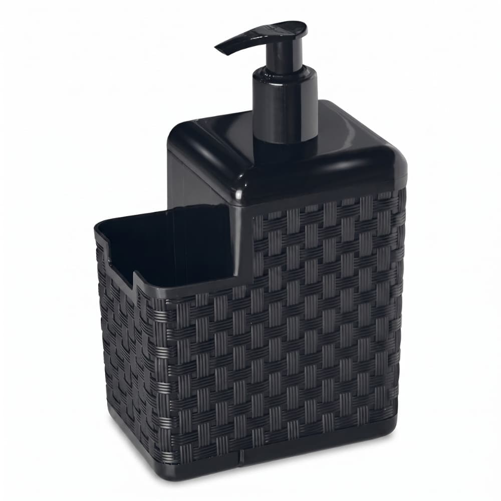 Porta Detergente e Esponja 500ml com Bico Dosador Rattan Preto