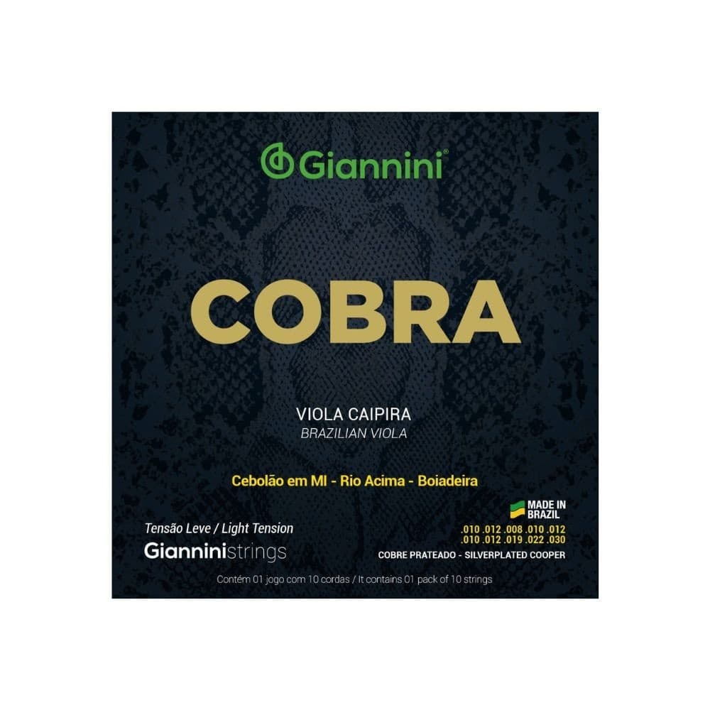 Encordoamento Viola Caipira Giannini Cobra GESVL Tensão Leve