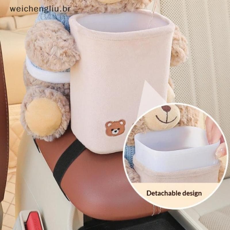 # weicheng Caixa De Tecido De Urso De Apoio De Braço De Carro 2 Em 1 Com Lixeira Rack De Armazenamento Criativo Acessóri