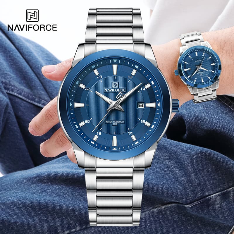 Marca Superior NAVIFORCE Relógios Masculinos Pulseira De Aço Inoxidável Casual Masculino Quartzo Esportes Relógio De Pul
