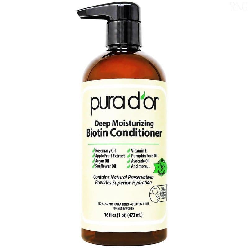 PURAD'OR Condicionador Hidratante Profundo com Biotina para Crescimento Capilar, Engrossa e Hidrata Cabelos Secos, Frisa