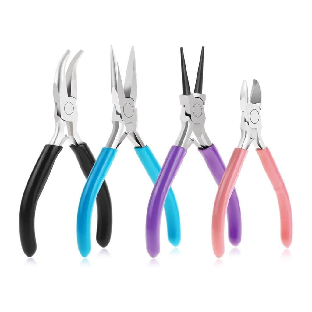 Kit de ferramentas DIY para fabricação de joias: alicate de bico redondo, alicate de bico fino, alicate de ponta aberta,