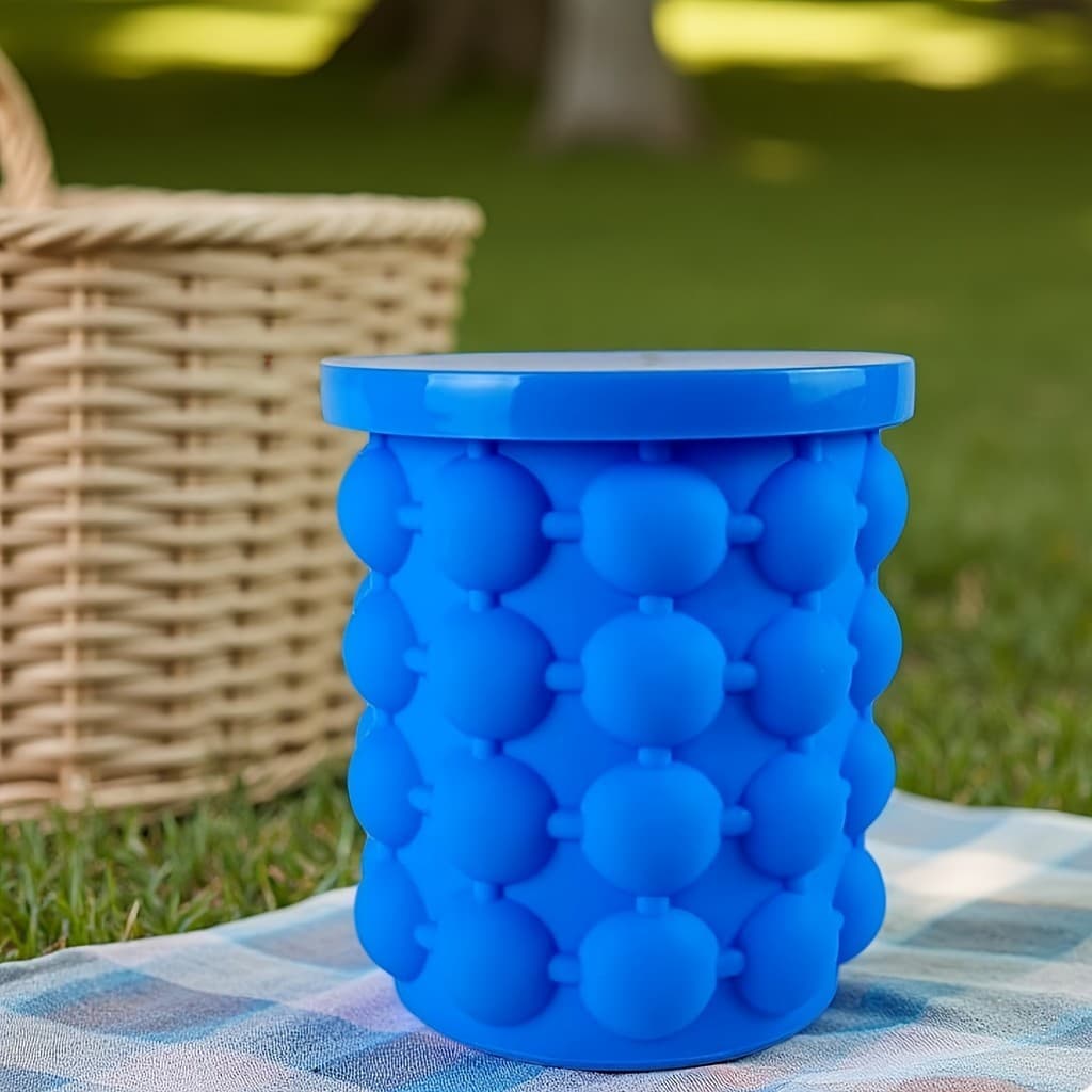 Balde de gelo portátil de 1 unidade, molde de cubo de gelo, grande balde de gelo dois em um, fabricante de cubos 3D, sup