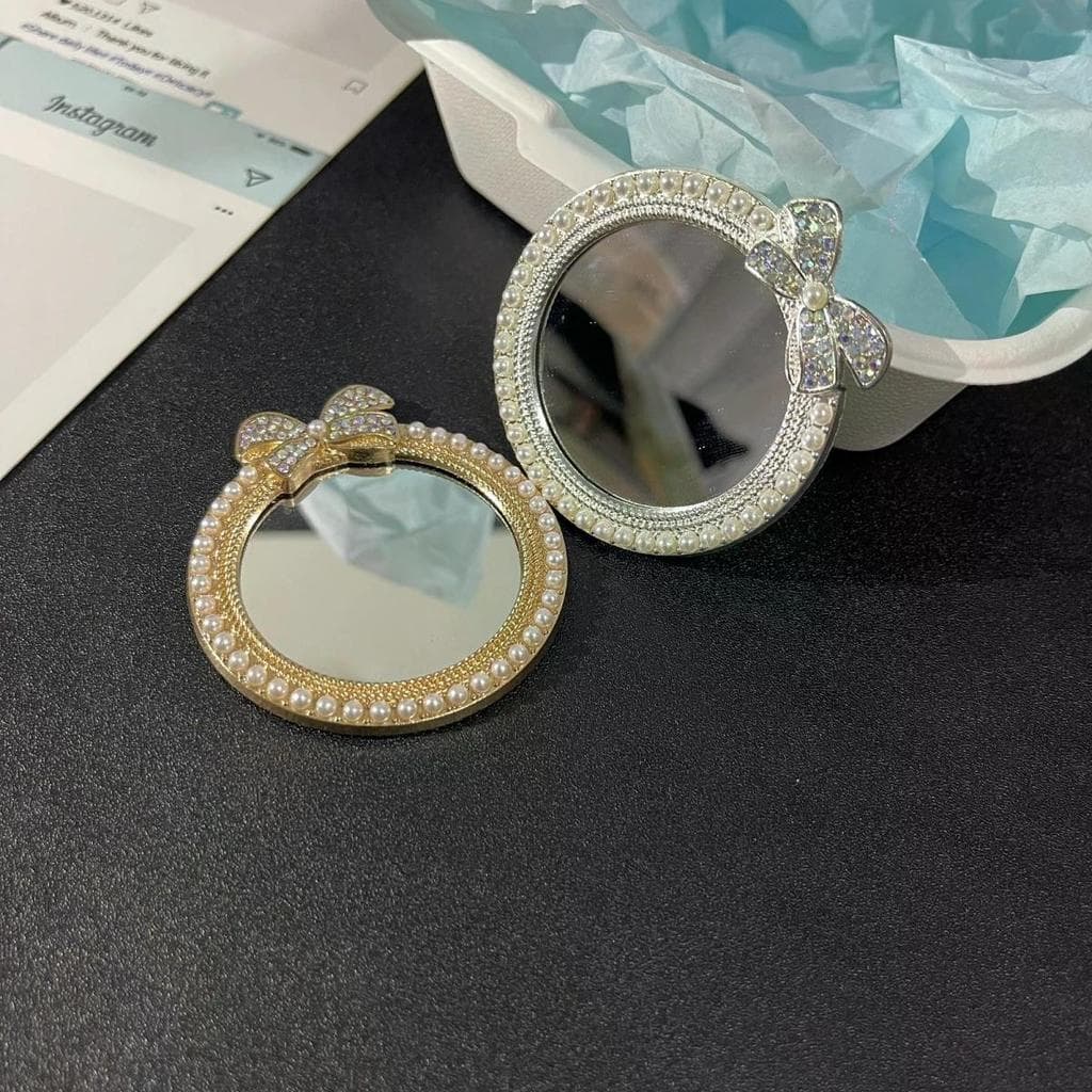 Novo estilo europeu Mini espelho de maquiagem arco redondo espelho de maquiagem presente adesivo espelho do telefone móv