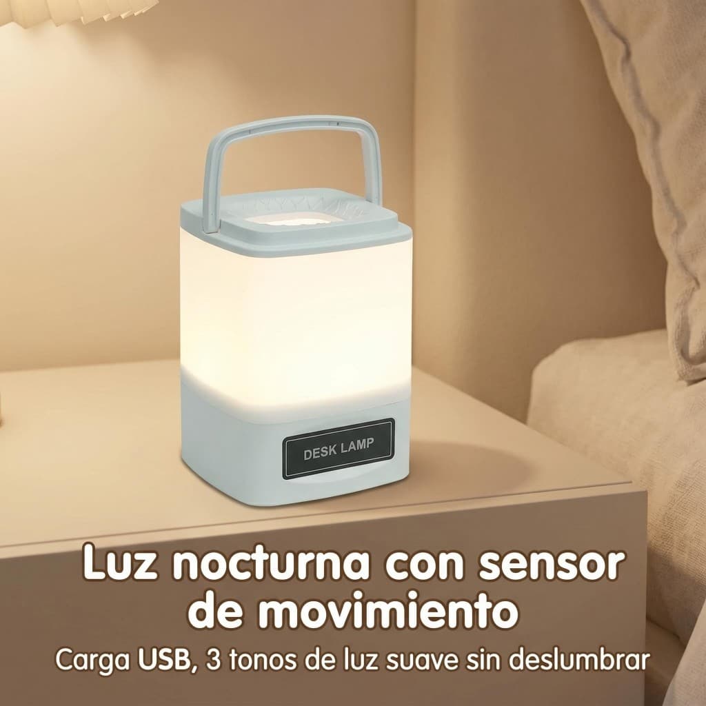 Lâmpada noturna inteligente ou luminária de cabeceira com função de luz noturna, recarregável, adequada para uso domésti
