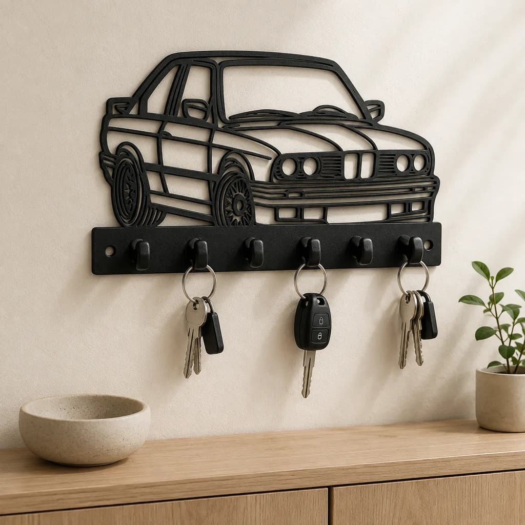 Porta Chaves Parede Carro Antigo Decorativo 6 Ganchos