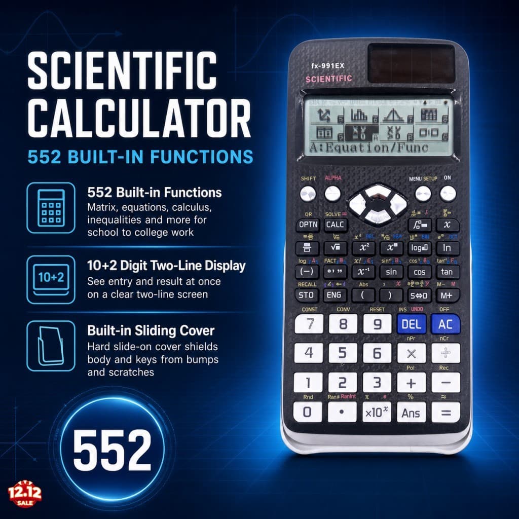 Calculadora Científica Com Função 552 , Display De 10 + 2 Dígitos , Capa Dura Deslizante Para Estudantes E Engenheiros