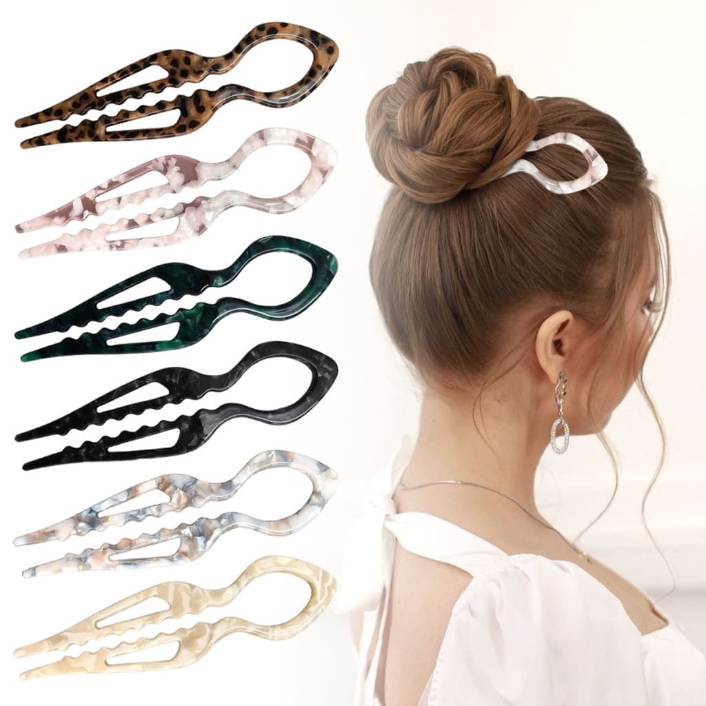 Angelshell6 Peças Em Forma De U Grampo De Cabelo Acetato Formato De Peixe Fabricante De Pão Antiderrapante Francês Elega