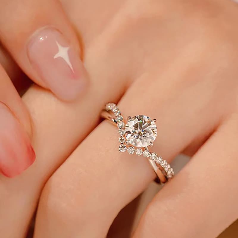 Anel Feminino Ajustável Banhado a Prata Sem Diamantes Aliança LTAR