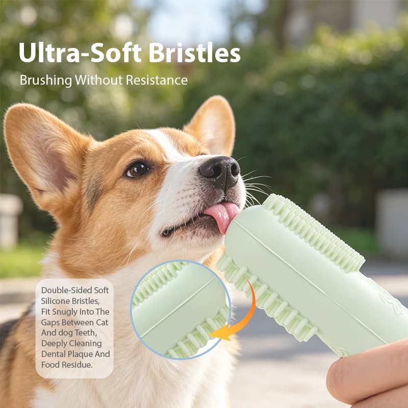 Silicone de qualidade alimentar luxo bonito Pet dedo escova de dentes cerdas macias para cães limpeza dos dentes esteril