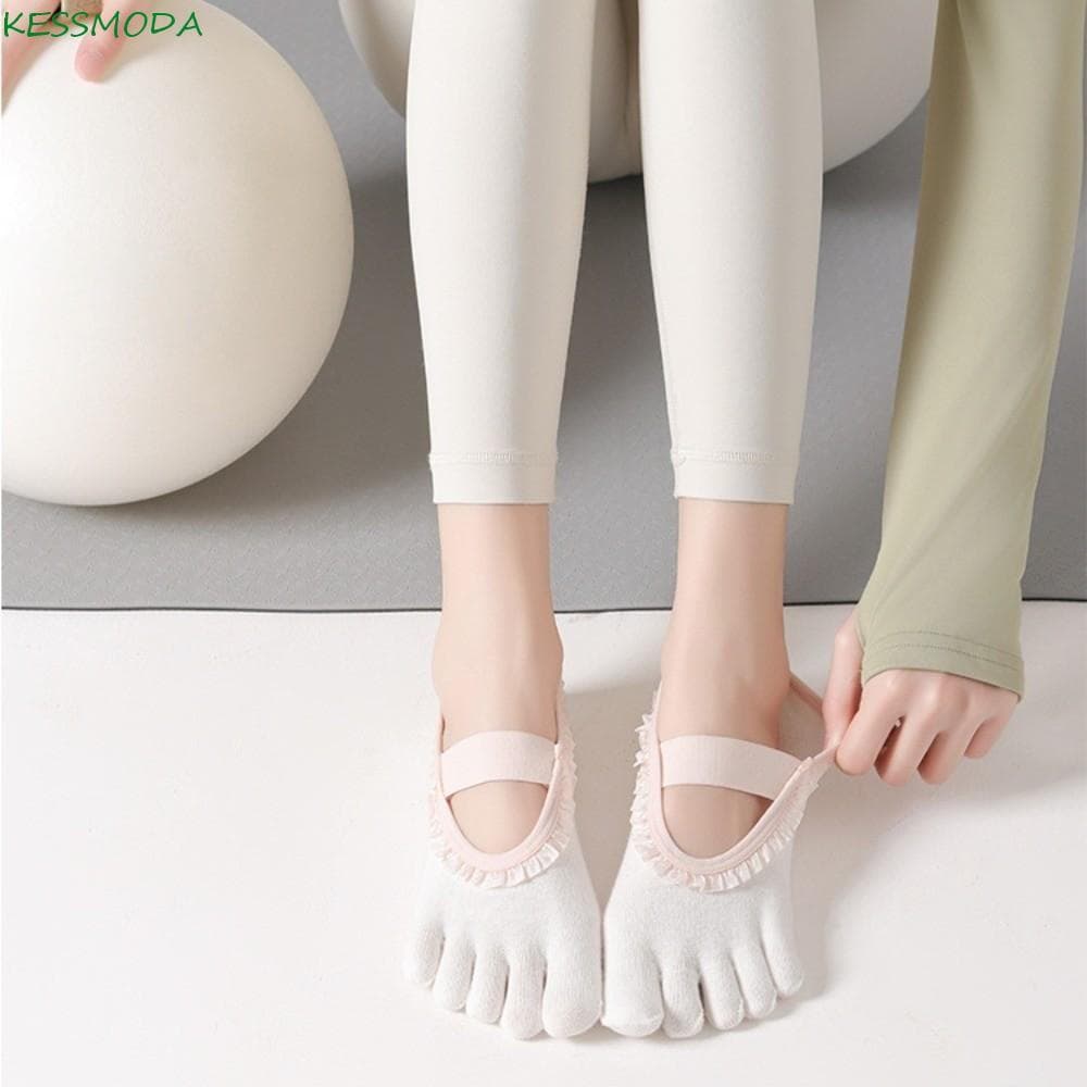 Meia De Pilates Com Cinco Dedos KESSMODA , Meias De Tornozelo Baixo Antiderrapantes Aderência De Silicone Inferior Barco