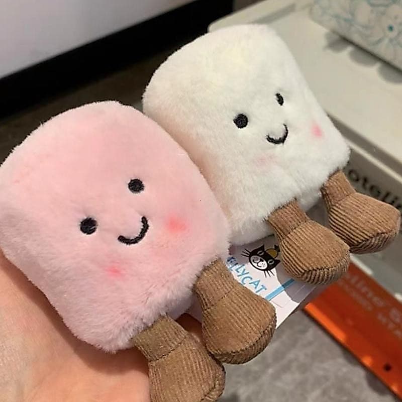 [largeloohg] Jelly Cat Fun Marshmallow Chaveiro Algodão Doce Dois Tons Bonito Macio Bolsa Boneca De Pelúcia Pingente De