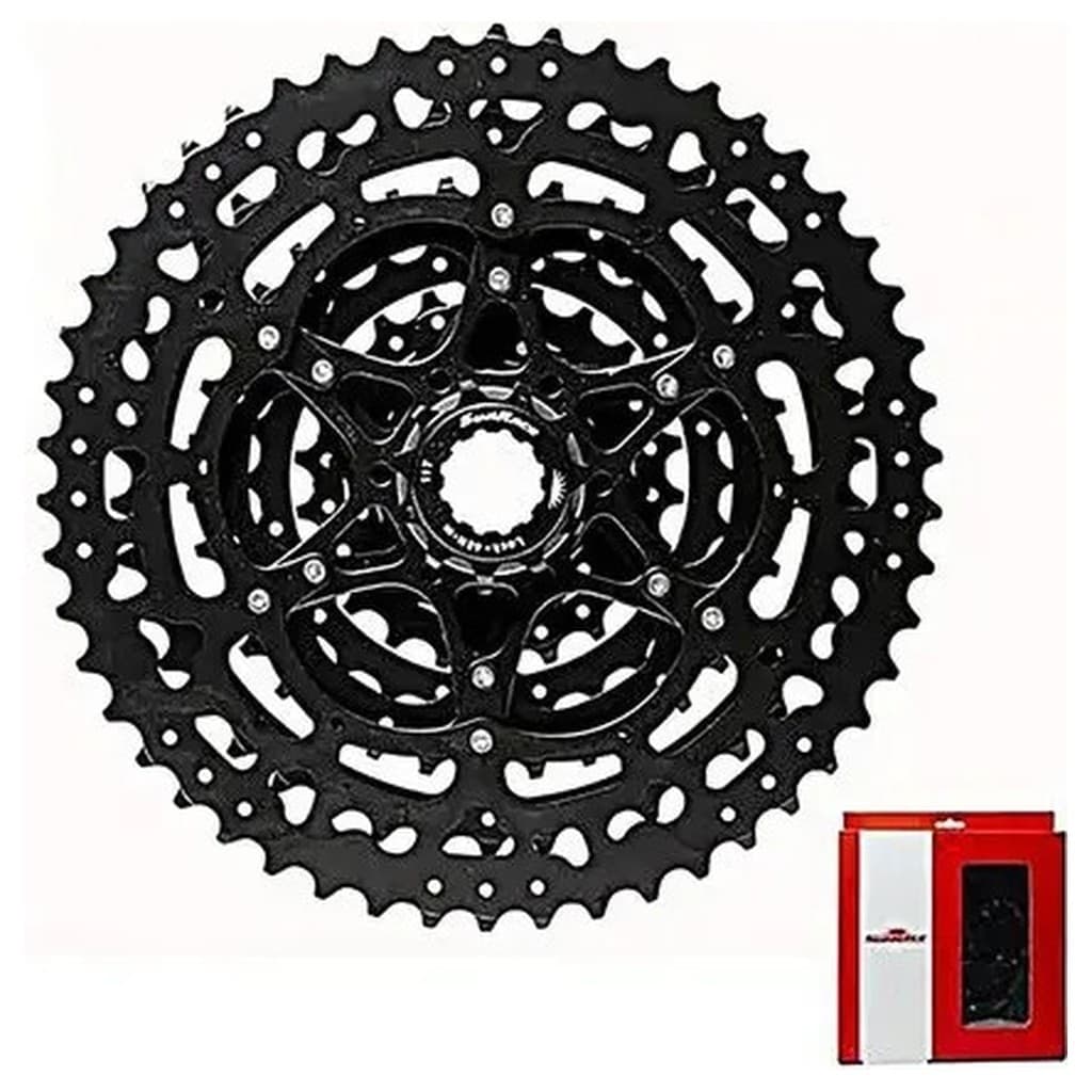 Cassete 9V SunRace M983 11-50 Dentes MTB Mountain Bike Preto Compativel Shimano Sram