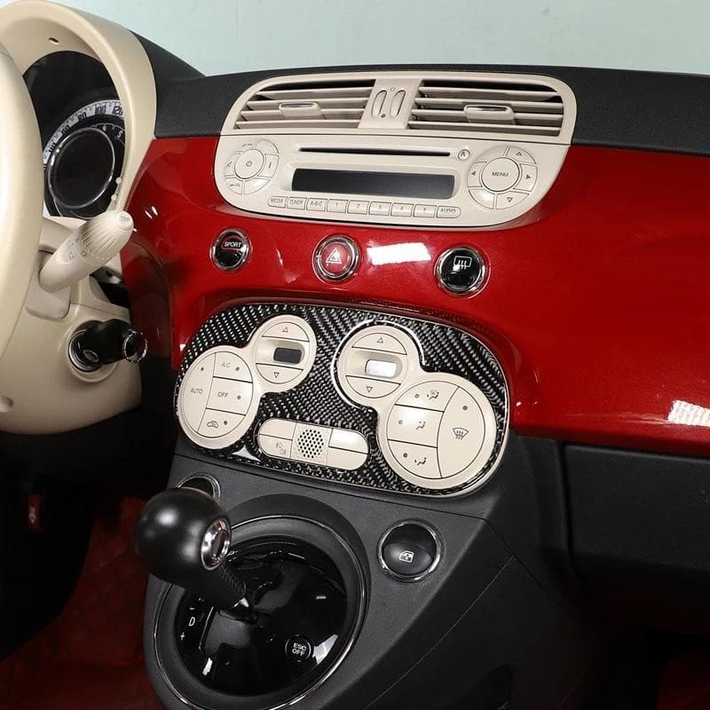 Para Fiat 500 2011-2019 Fibra De Carbono Macio Controle Central Do Carro Painel Ar Condicionado Quadro Guarnição Adesivo