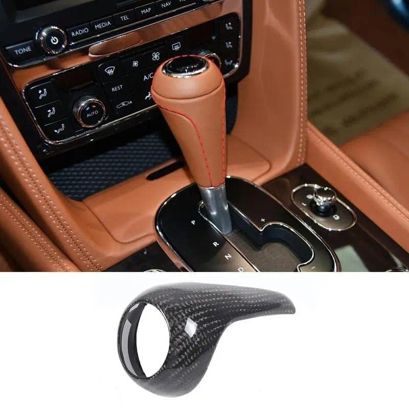 Para 2013-2017 Bentley Continental Voando Spur Real Fibra De Carbono Engrenagem Do Carro Cabeça Capa Adesivo Acessórios