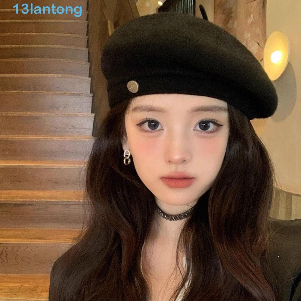 Boina de Lã LANTONG, Chapéu Octogonal de Cor Sólida, Boné Artístico Estilo Newsboy, Estilo Britânico Retrô para Pintores