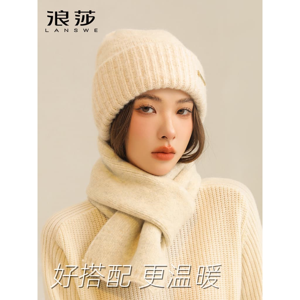 Langsha curto pequeno cachecol feminino inverno cor sólida estilo japonês cachecol quente All-Match cachecol de malha ch