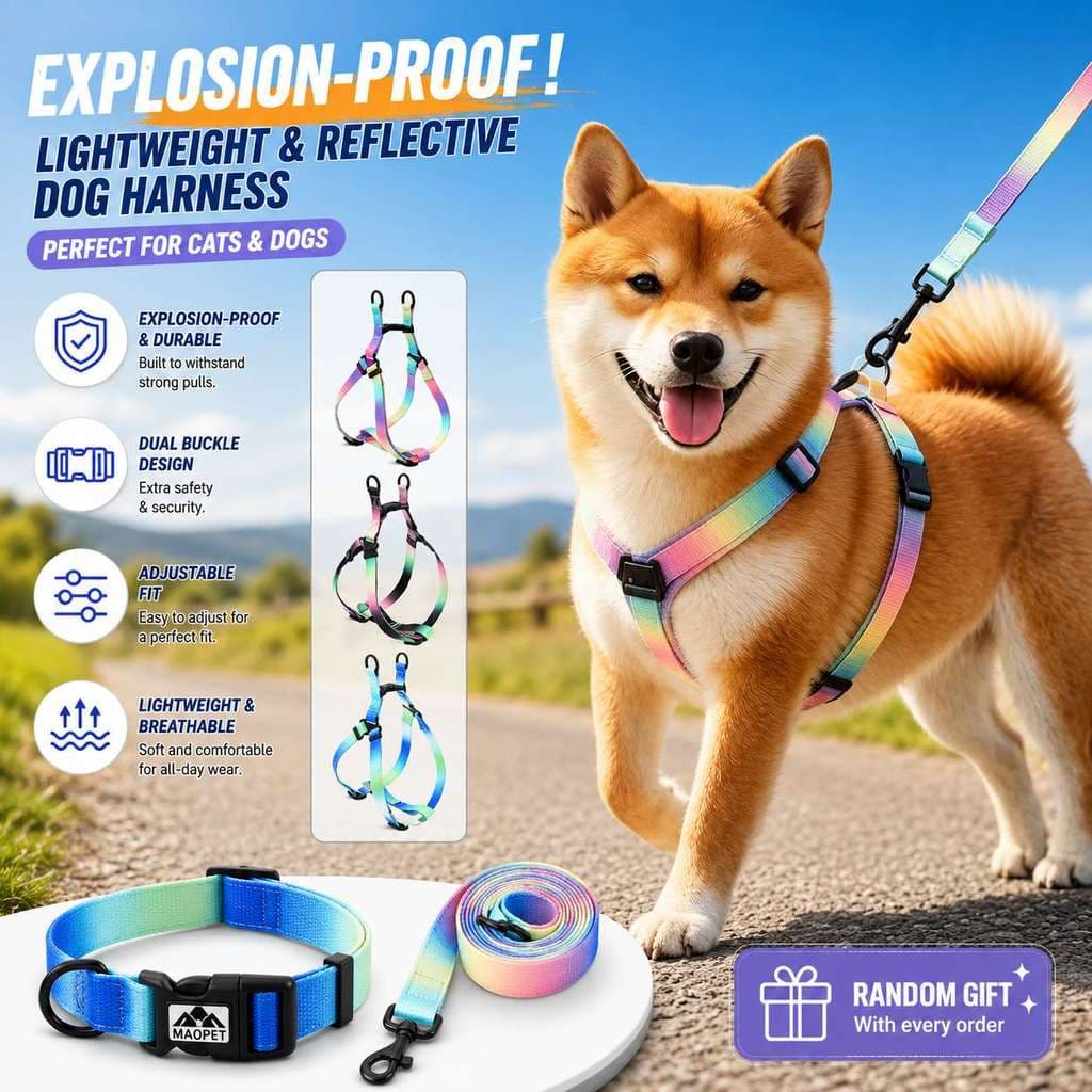 Novo Arnês Para Cães – Leve Ajustável Caminhada Animais De Estimação Com Fivelas Duplas Seguras Pequenos , Médios E Gran