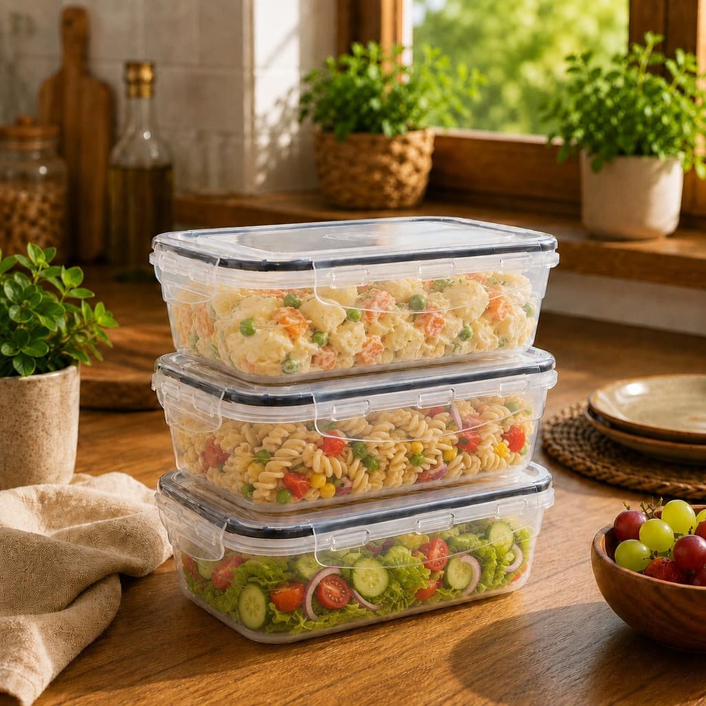 Kit 9 Potes Herméticos 500ml com Tampa e Vedação Preta – Organização Cozinha e Alimentos