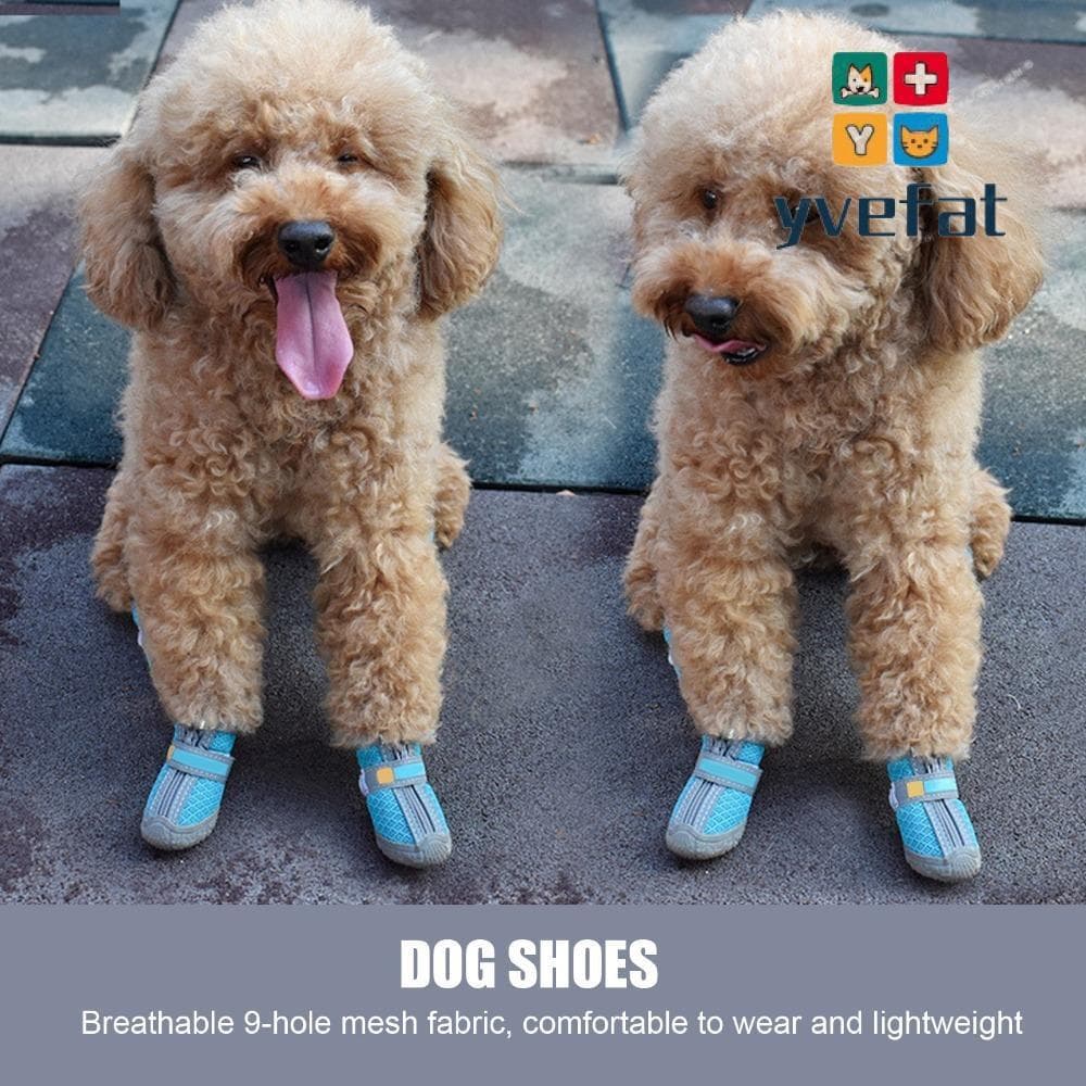 YVEFAT 4 Peças De Botas Para Cães , Sola Antiderrapante , Sapatos Resistentes Cachorros Com Buracos De Malha À Prova D'á