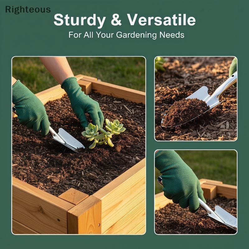 Rightrous Pá Pequena De Aço Inoxidável De Alta Qualidade Com Alça Ergonômica Para Fácil Plantio De Flores Em Jardins Nov