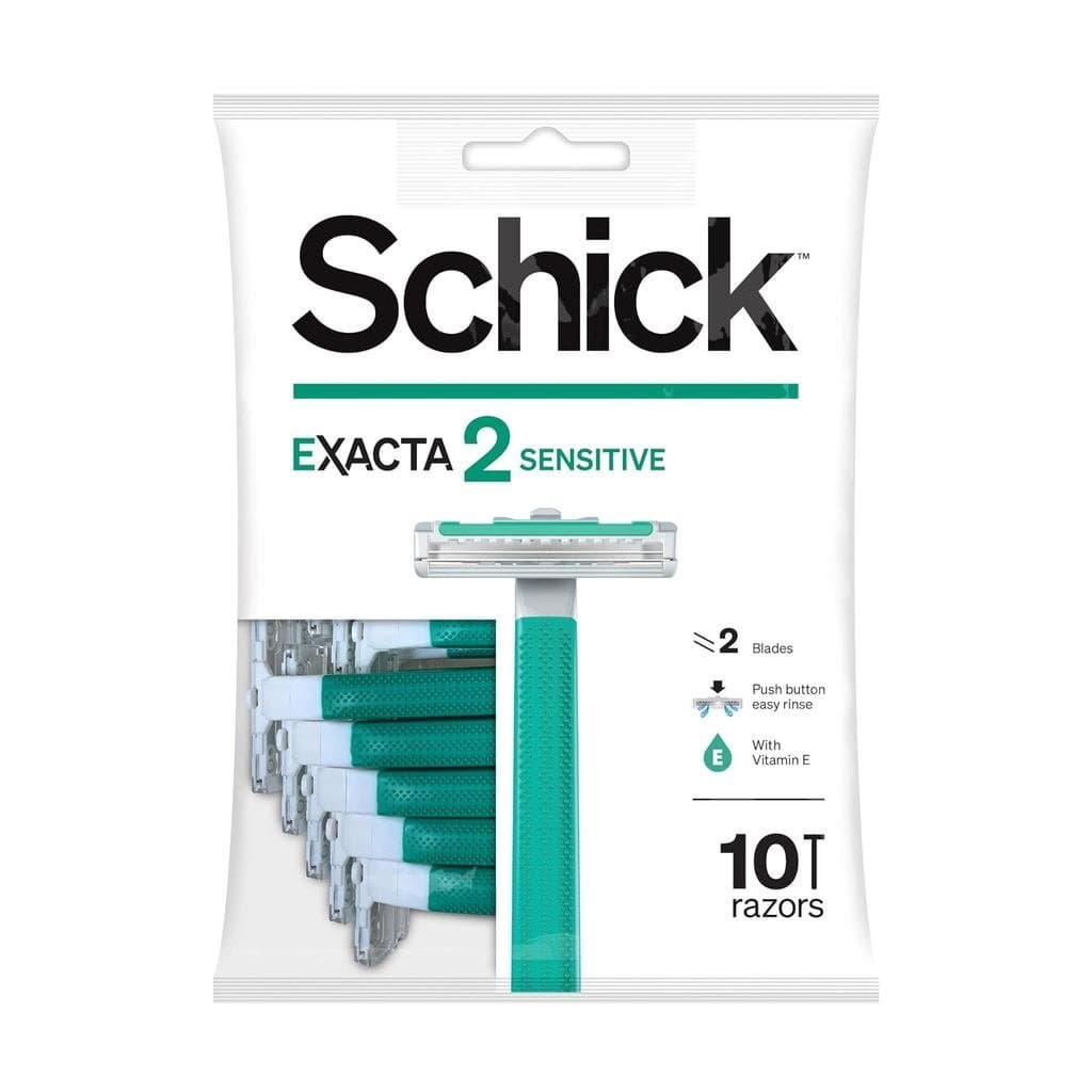 Lâmina de Barbear Descartável Schick Exacta2 Sensitive, 10 Unidades (1 Pacote) PWSH