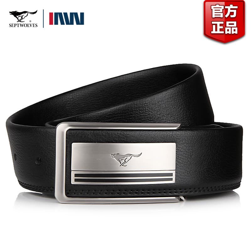 Genuíno sete cavalos lobo cinto masculino fivela suave couro interior usar cinto placa fivela calças de couro genuíno ci