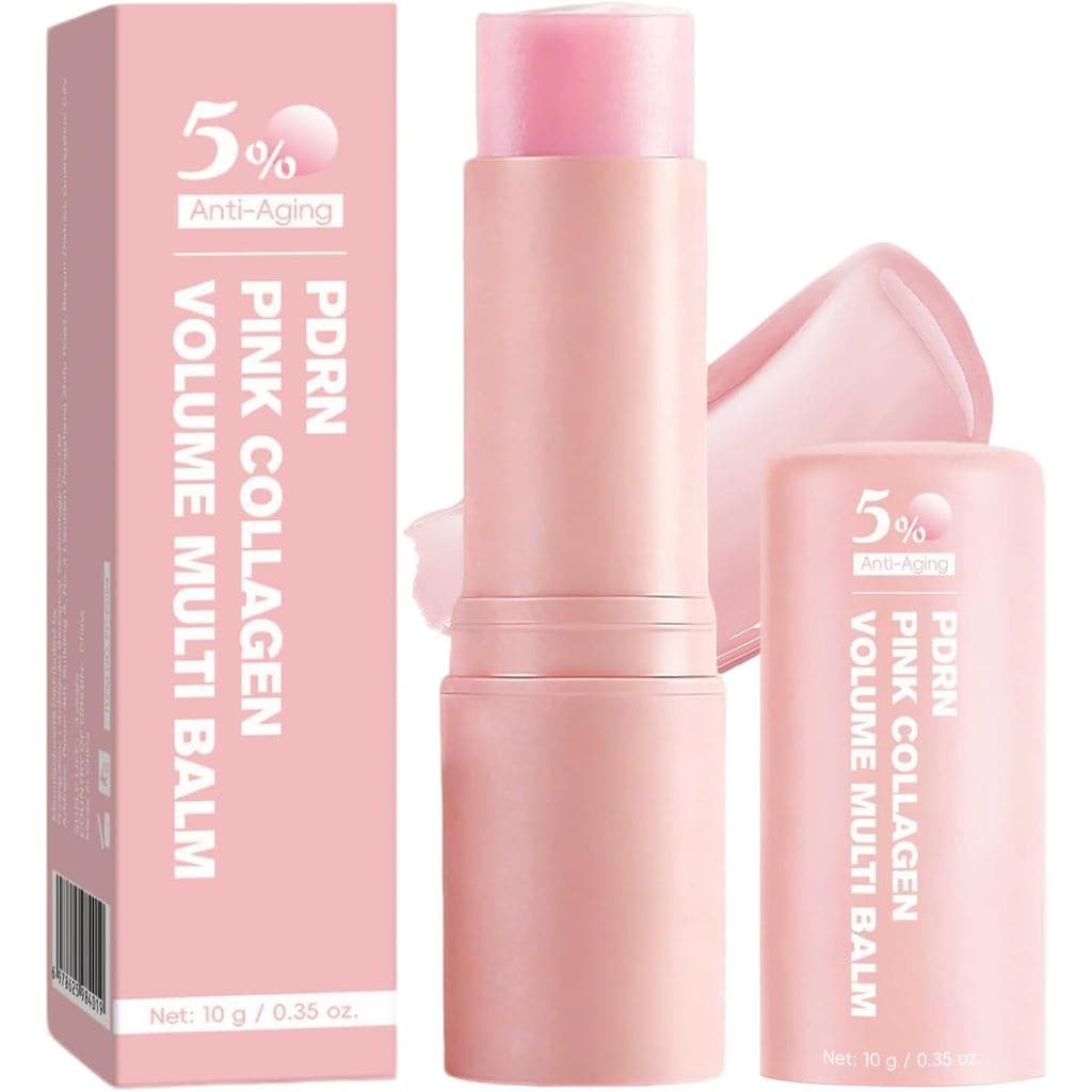 Bálsamo Multiuso de Colágeno Rosa, Bastão Hidratante Multiuso, Hidratante Antirrugas, para Rosto, Olhos, Lábios e Pescoç