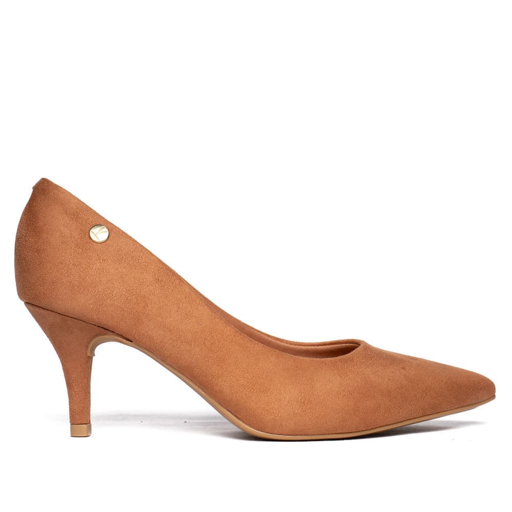Scarpin Feminino Vizzano Camurça Salto Fino Caramelo
