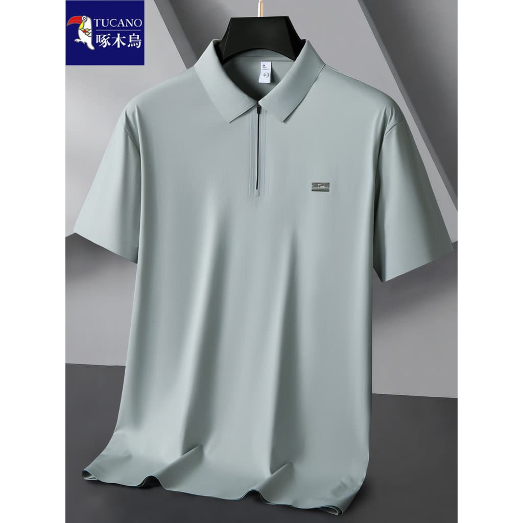 Woodpecker verão novo estilo masculino Plus Size camisa polo de manga curta gordura esportes Casual gelo seda legal lape