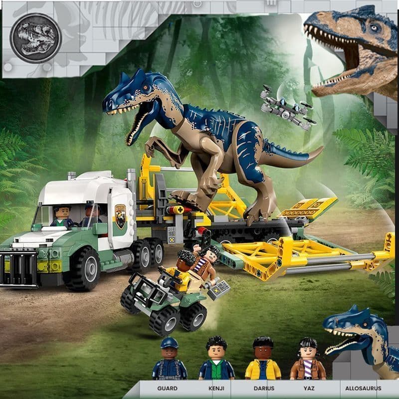 Tarefa de dinossauro Lego compatível: blocos de construção Allosaurus Transporter montagem 76966 blocos de construção br